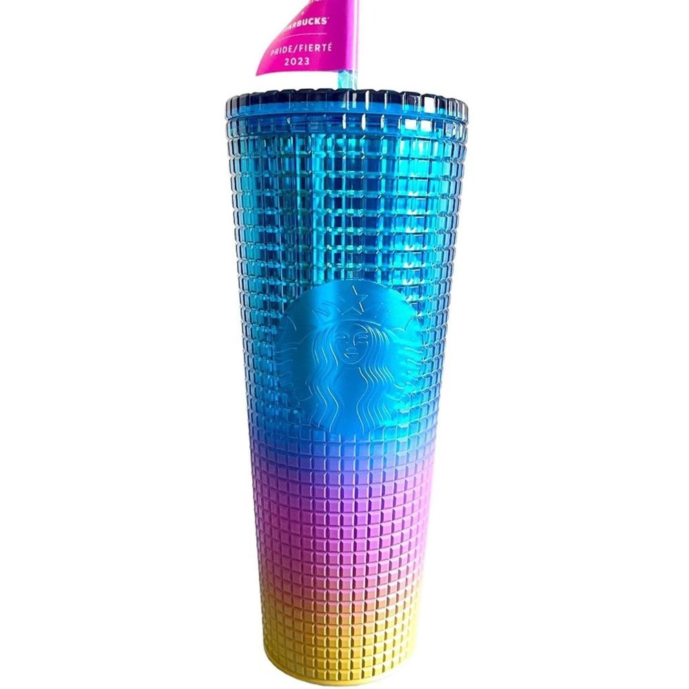 Starbucks Pride 2023 Tim Singleton 24 Oz Venti Tumbler Grid Ombre Rainbow New